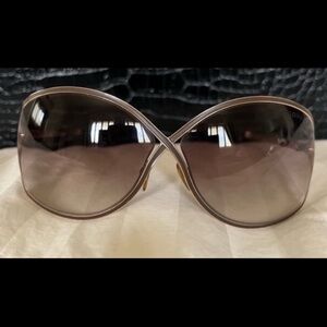 Tom Ford Vintage Brown Oversized Sunglasses Glamorous Design